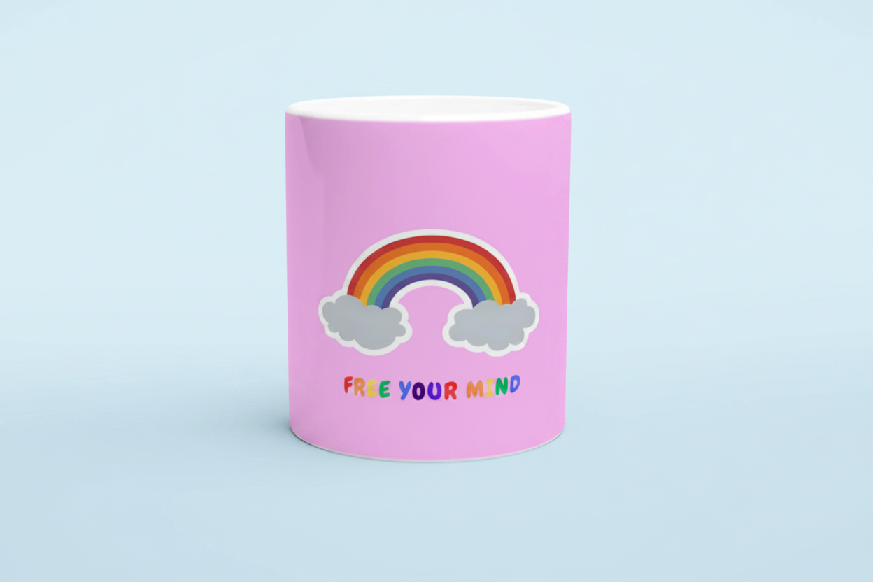FREE YOUR MIND White glossy mug