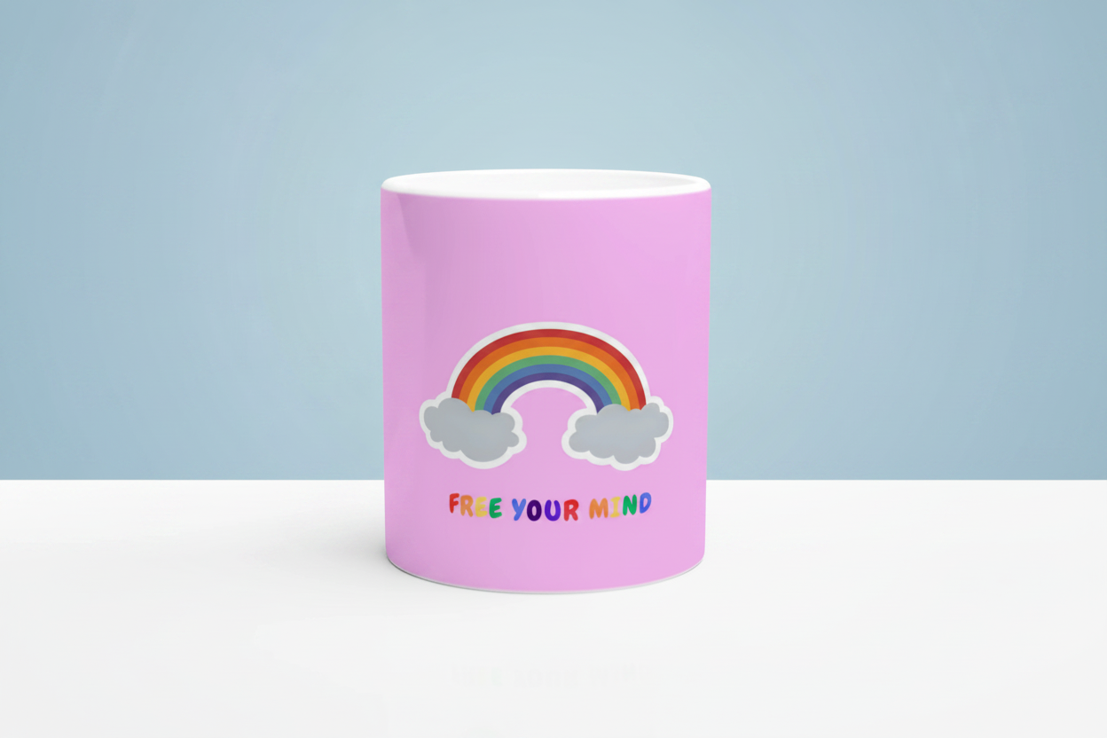 FREE YOUR MIND White glossy mug