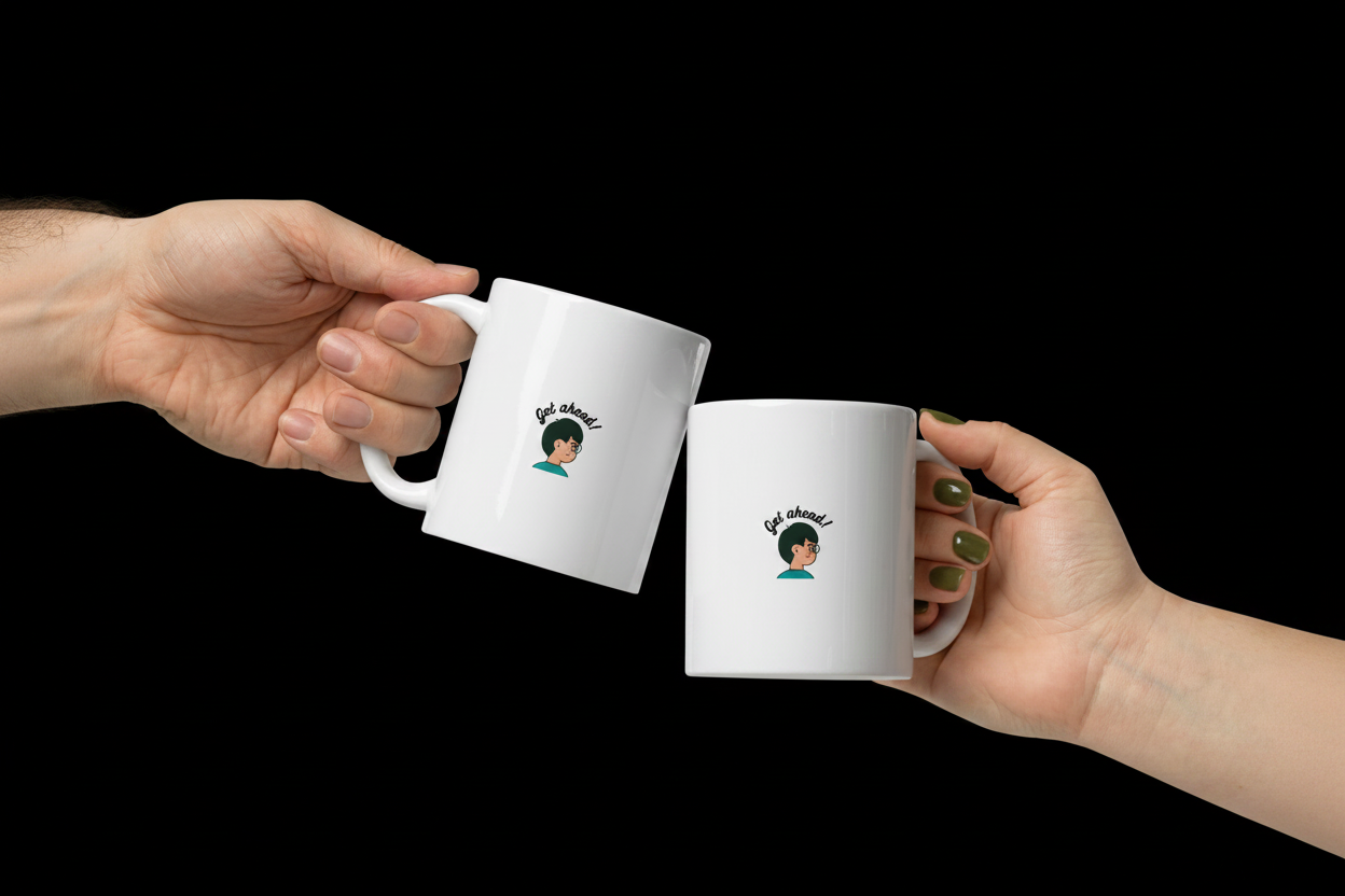 Get ahead! White glossy mug